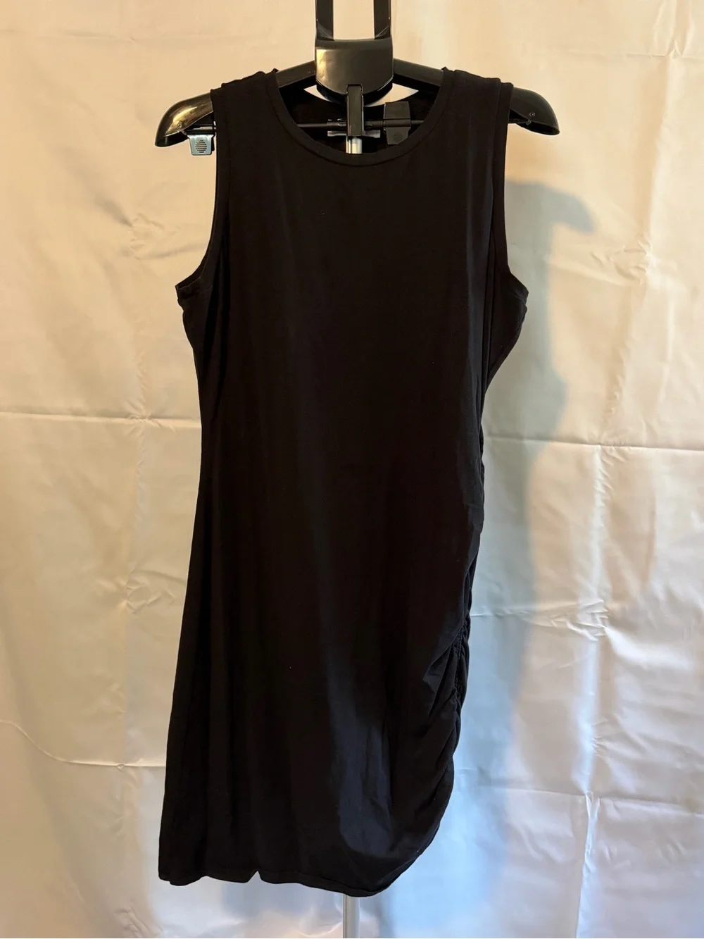 Michael Kors Black Sleeveless Midi Dress with Side Drape
